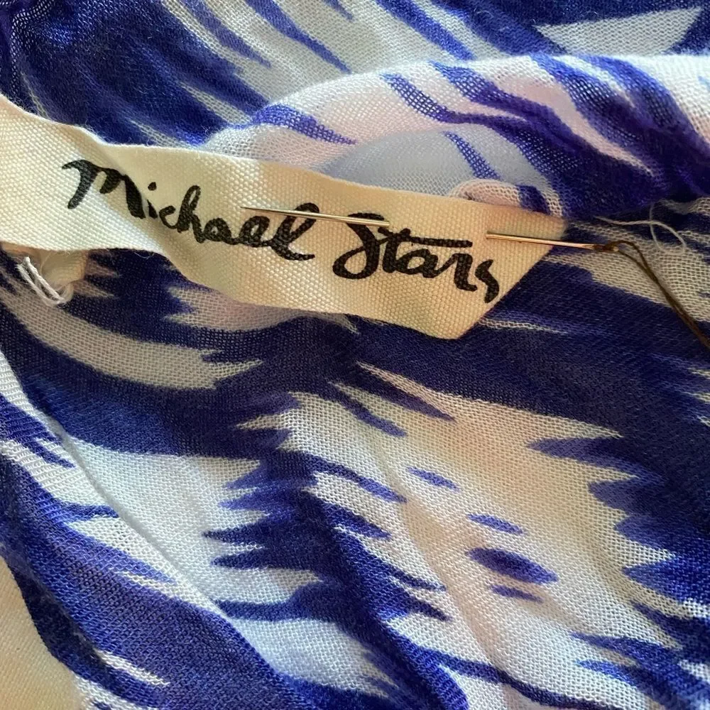 Michael Stars Wrap /Scarf - 30 x64 blue batik print , viscose